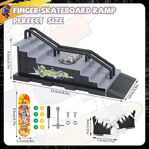 Miniatura 2 de CS COSDDI Finger Toy Skateboards Finger Skateboard Park Ramp Toys Mini Fingerboard Rail Kit, Ultimate Skatepark Training Props - Rampa de parque de