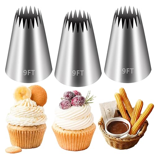 FANTEXY 3 Pieces 9FT Large Piping Tips for Cake Decorating,