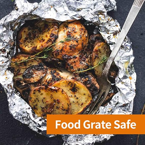 50M Tinfoil Heavy Duty Aluminum Foil Kitchen Catering Aluminium Tin Foil Roll for Grilling,Baking, Oven Roasting-30cm Wide