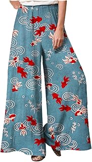 DIYIOUZHOU Wide Leg Pants for Women 2023, Cigarette Winter Beach Plus Size Slacks Ladies Airoft Modern Split Loose Fi Thin Printing Elastic Waist Joggers Ladies Purple,Sky Blue,Cyan,Navy,Black,Yellow