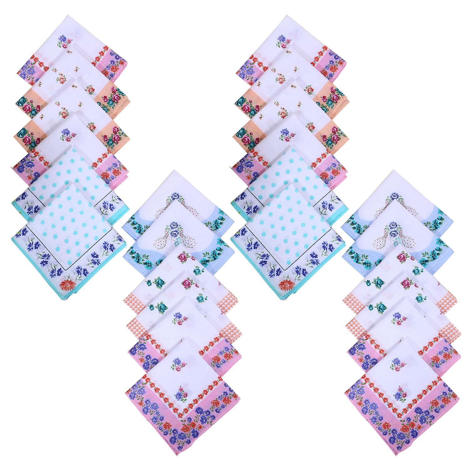 Kuber Industries Unisex-Adult Casual Style Handkerchiefs | Soft Cotton Hankies For Woman | Hankies For Girls | White Border Ladies Hanky | Skin Care Hanky For Girls | Set Of 24 | Multi-image-5