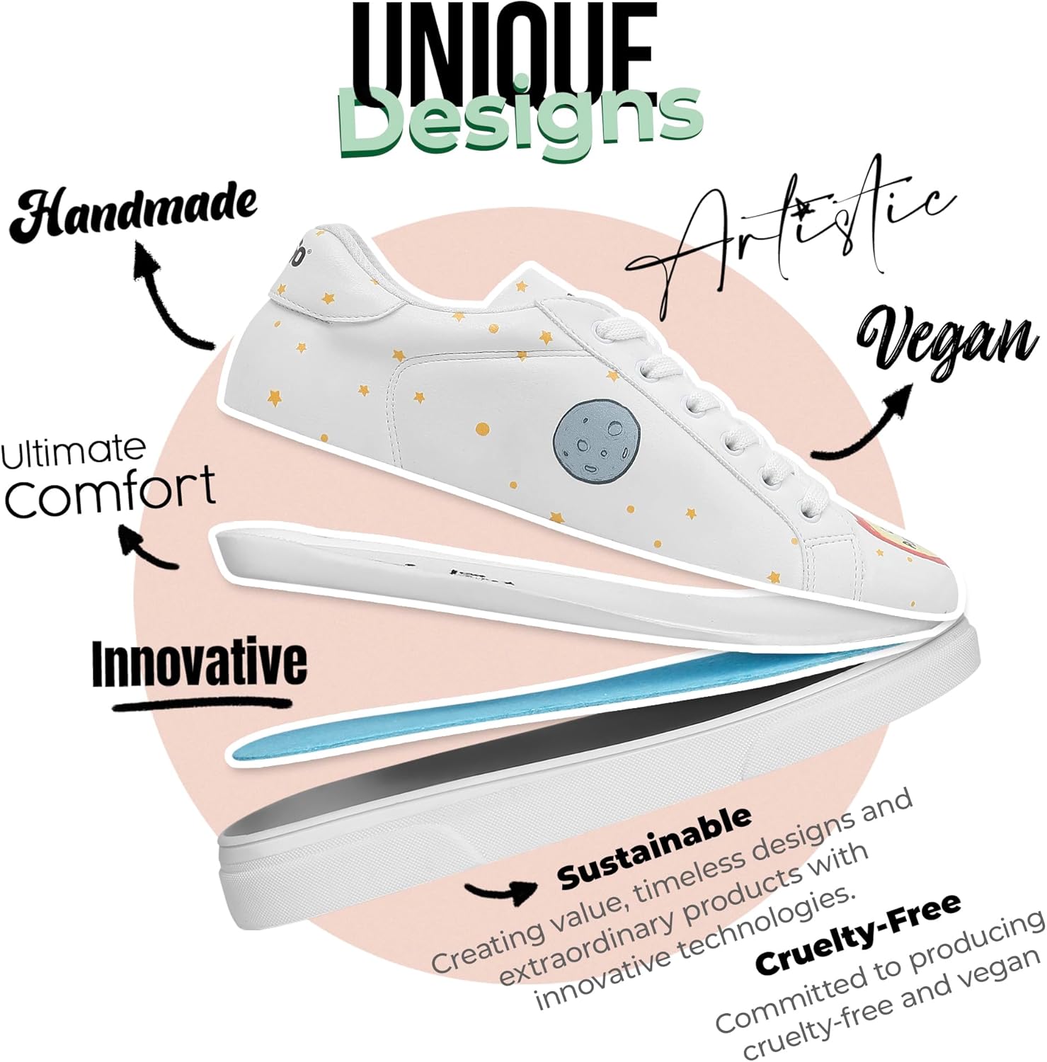 DOGO White Sneakers for Women - Handmade Women's Fashion Sneakers, Vegan Leather and Unique Design, Comfortable Shoes for Women, Ace Sneakers - Image 4