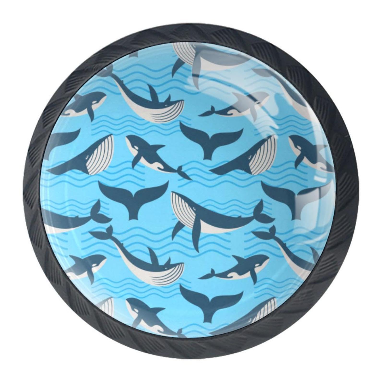 Luoweisi Multi 11 4Pcs Drawer Knobs Whale Ocean Waves Pattern Cabinet Knobs Cupboard Handles Hardware Round Mushroom Door Pull Handle For Cabinet Wardrobe Drawer Bedroom Bathroom Furniture