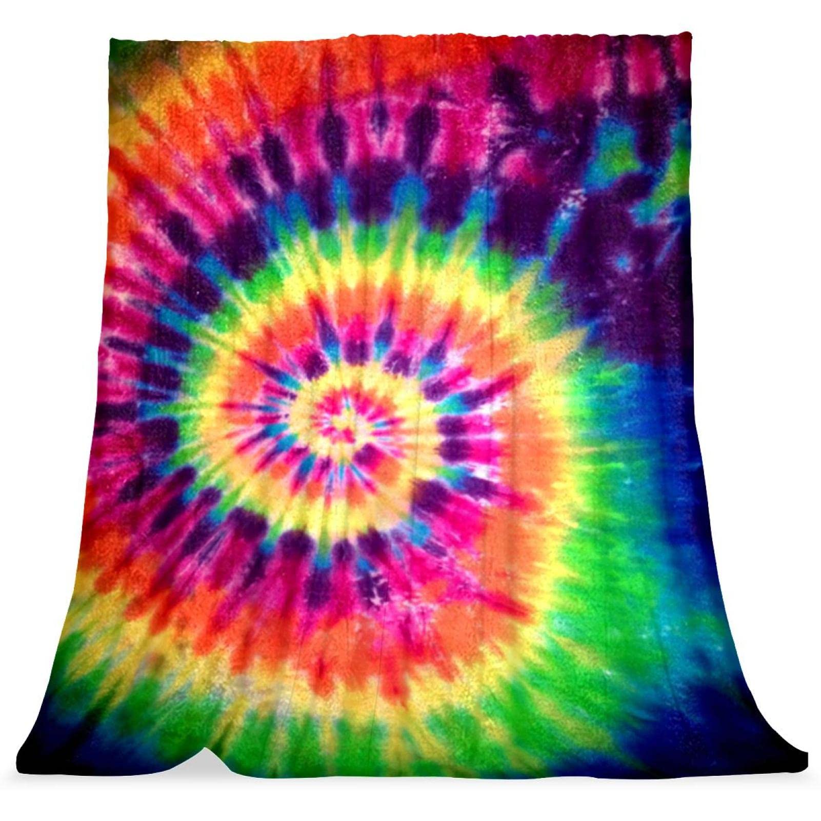 Couverture de lit douce TBOUOBT couvre-lit tie-dye moelleux chambre enfant fille