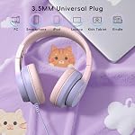 2 Pack Kids Headphones, Wired Headphones for Kids Over Ear with Microphone, 85/94dB Volume Limiter Headphone for Girls Boys, Foldable Headphone for Learning & Entertainment Gradient Pink+Purple