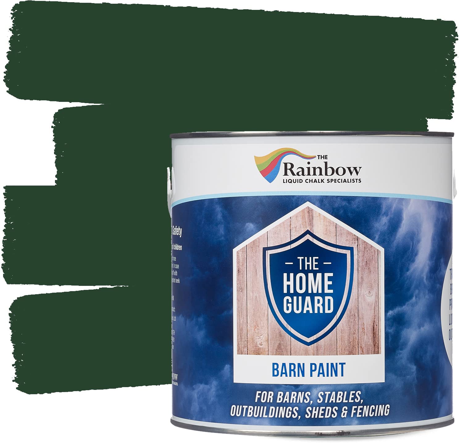 Home Guard Barn Paint by Rainbow Chalk | Durable Weatherproof Exterior Paint for Wood, Metal & Masonry | Flexible Anti-Mould Formula | [Barn Green] | [Size: 5L]