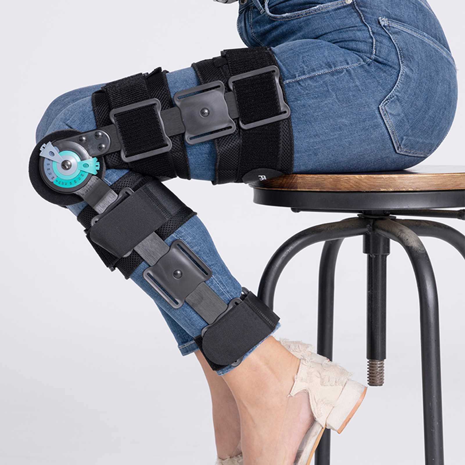 Tutore per ginocchio Immobilizzatore del ginocchio Ginocchiera incernierata Rom Stabilizzatore della gamba di recupero post operatorio per Acl, Mcl e Pcl Angolo di lesione La lunghezza della circonfe