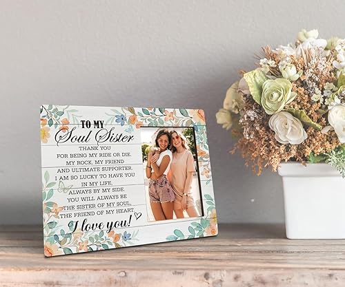Miniatura 6 de Marco de mejor amiga, regalo de hermana del alma, letrero de placa de madera enmarcada, marco de fotos de madera, regalo ideal para cumpleaños de
