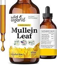 Wild & Organic Mullein Tincture - Lung Cleanse and Detox - Liquid Mullein Leaf Extract for Lungs with Echinacea - Verbascum Thapsus Drops - Vegan, Sugar & Alcohol-Free Supplement - 4 fl oz