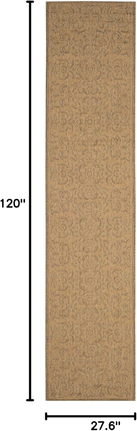 SAFAVIEH Courtyard Collection 2'3" x 10' Natural / Gold CY6634 Indoor/ Outdoor Waterproof Easy Cleaning Patio Backyard Mudroom Runner Rug