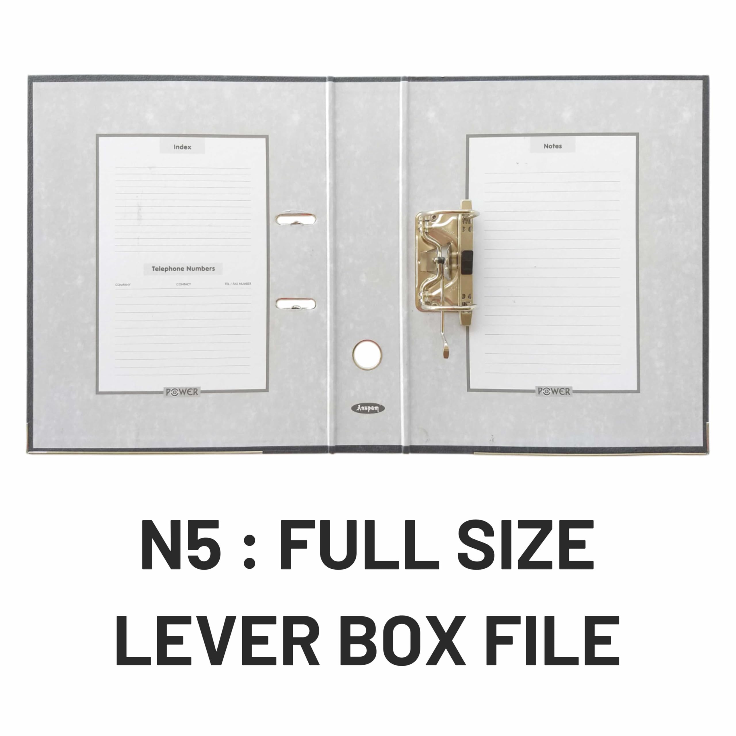 Anupam Power Lever - Confezione da 2 raccoglitori N5, 31 x 35 x 8 cm, con copertina effetto pietra, a forma di U, foro per impugnatura per le dita, protezione per bordi in metallo, per ufficio, scuola