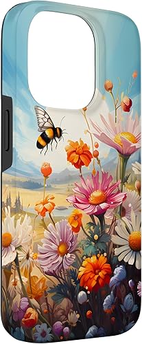 Vista 42 de Funda para iPhone 13 Pro Lively Bee en Sunny Meadow of Wildflowers