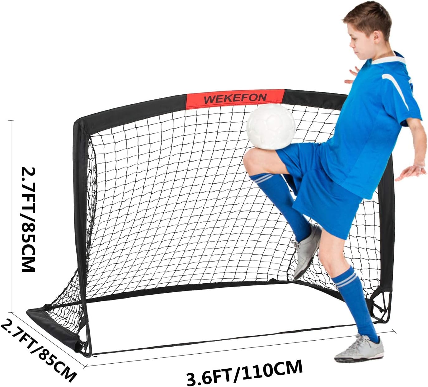 WEKEFON Soccer Goal Net - Set of 2-3.6'x2.7' Portable Foldable Kids Pop Up Soccer Goals for Backyard Practice with Compact Carrying Case - Easy Assembly and Storage - Ideal for Kids and Youth : Sports & Outdoors