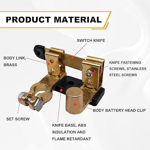 Miniatura 4 de Top Post Knife Blade Master Switch, Solid Brass Knife Blade Master Switch 12V25V Knife Power Shut Off Isolator for Auto Car RV-Marine Boat Truck