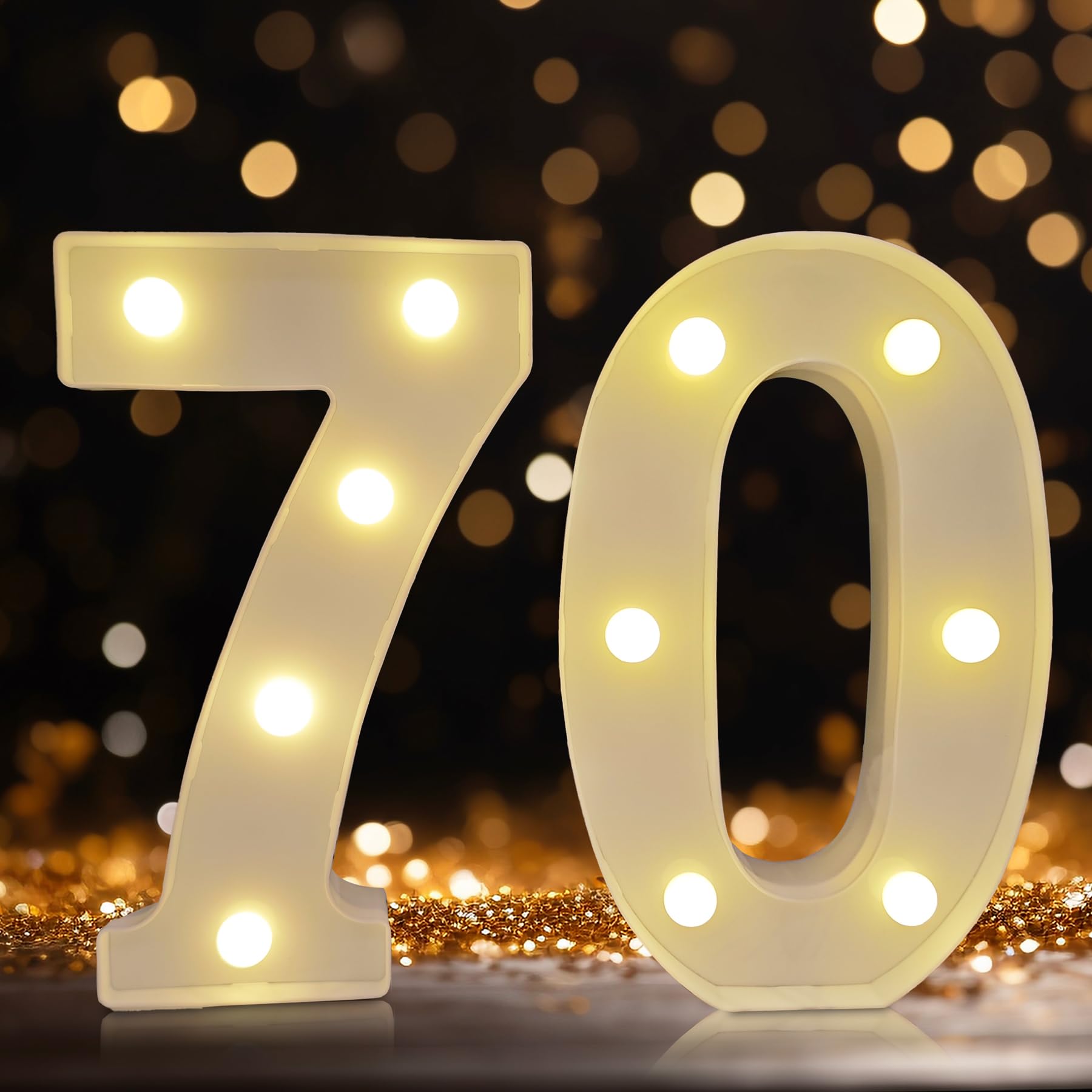 Photo 1 of Led Numbers, 80th Birthday Decorations, Marquee Numbers Lights, Battery Powered Light Up Sign for 80 Decor Party (White)