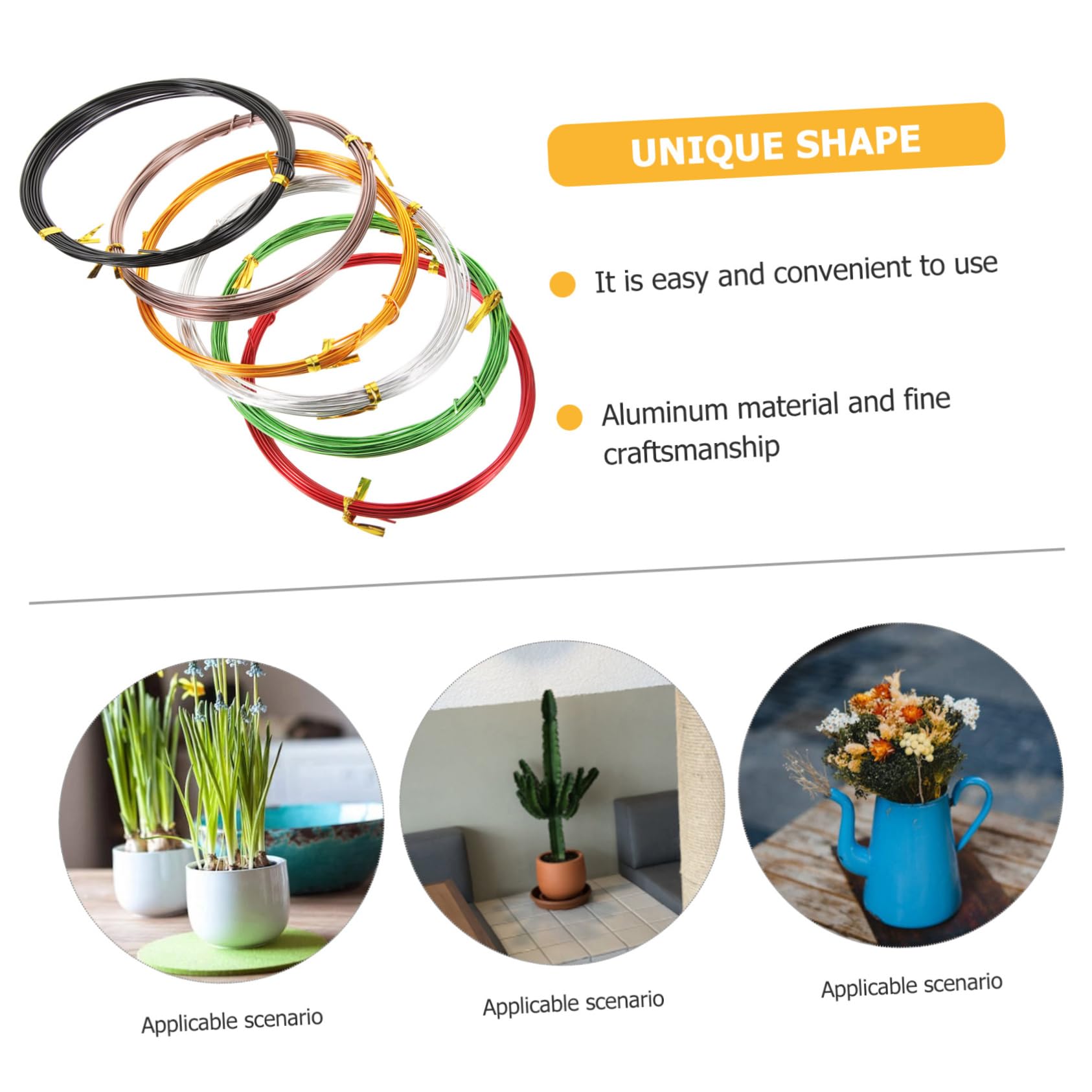 HEMOTON 6Pcs Aluminum Bonsai Training Wire for DIY Crafts Soft and Bendable Plant Shaping Tools for Garden Projects and Bonsai Art