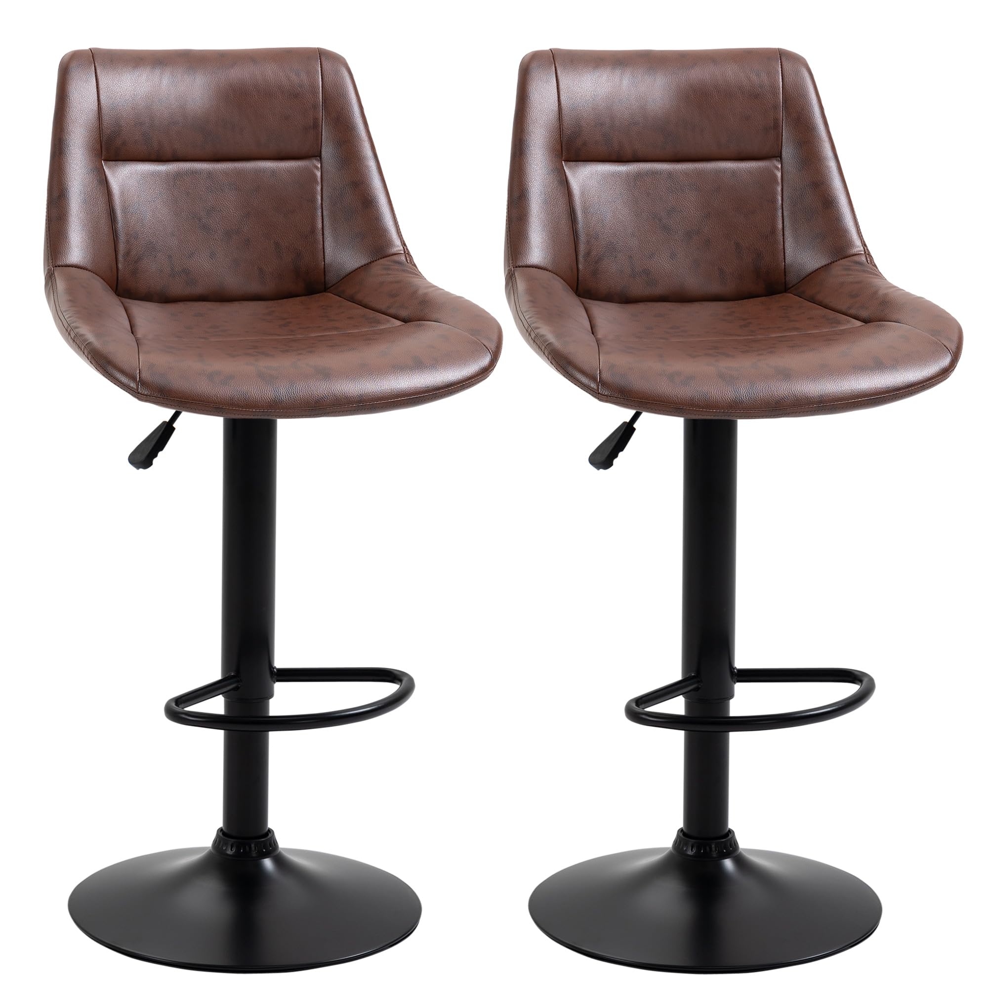 HOMCOM Sgabelli Bar con Altezza Regolabile con Poggiapiedi Set 2 Marrone