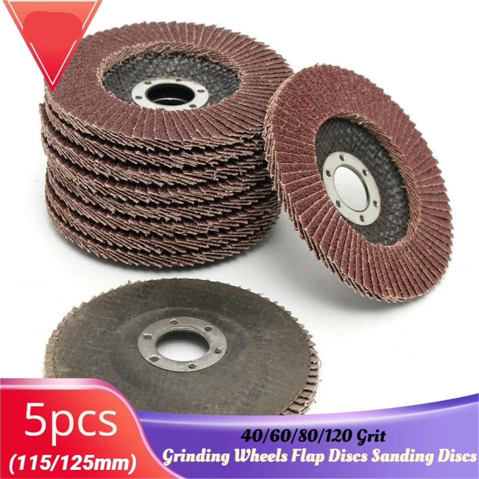 Tarcze listkowe szlifierki kątowej 5 szt. 4,5/5 "115/125 mm 40-120 Grit ścierne ściernice do szlifowania drewna metalowego(6.5,5 Inch 125MM)