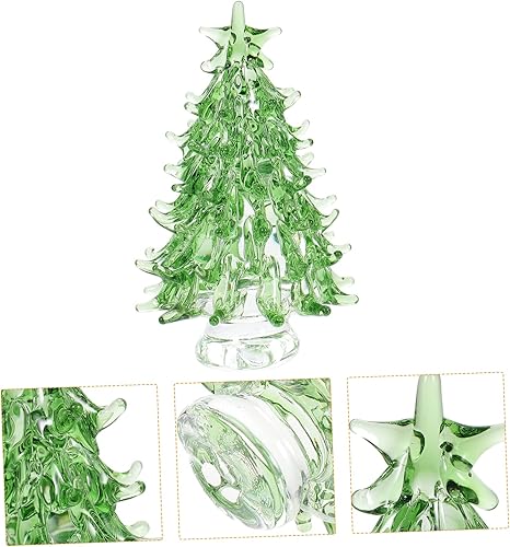 Miniatura 2 de Mini figura de árbol de Navidad, decoración de escritorio de cristal para alegría, diseño de árbol de Navidad iluminado para decoración festiva