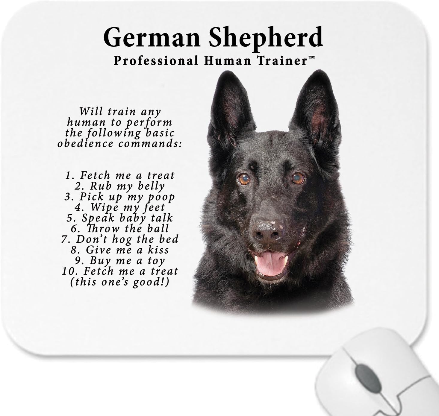 German Shepherd BLACK "Human Trainer" Mouse Pad Dog Mousepad