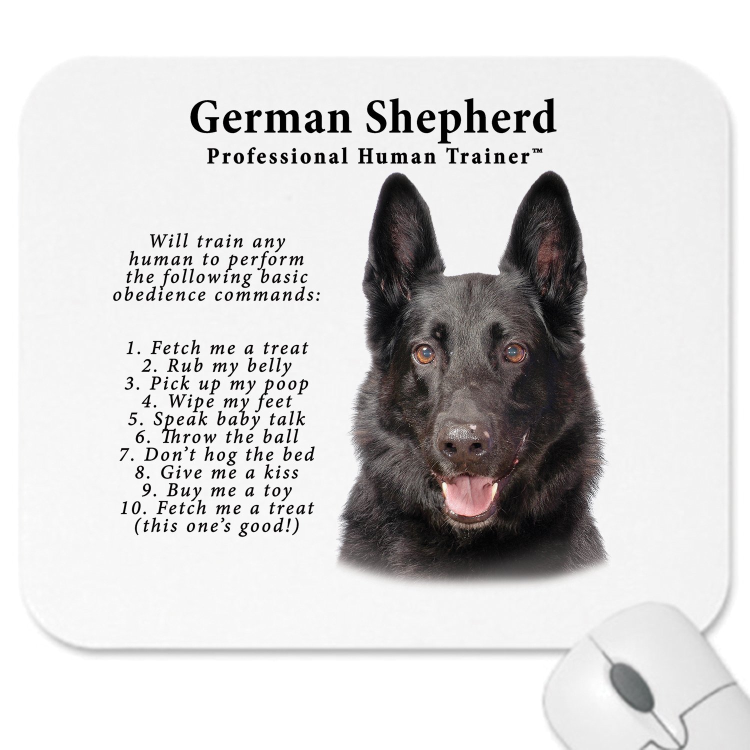 German Shepherd BLACK "Human Trainer" Mouse Pad Dog Mousepad