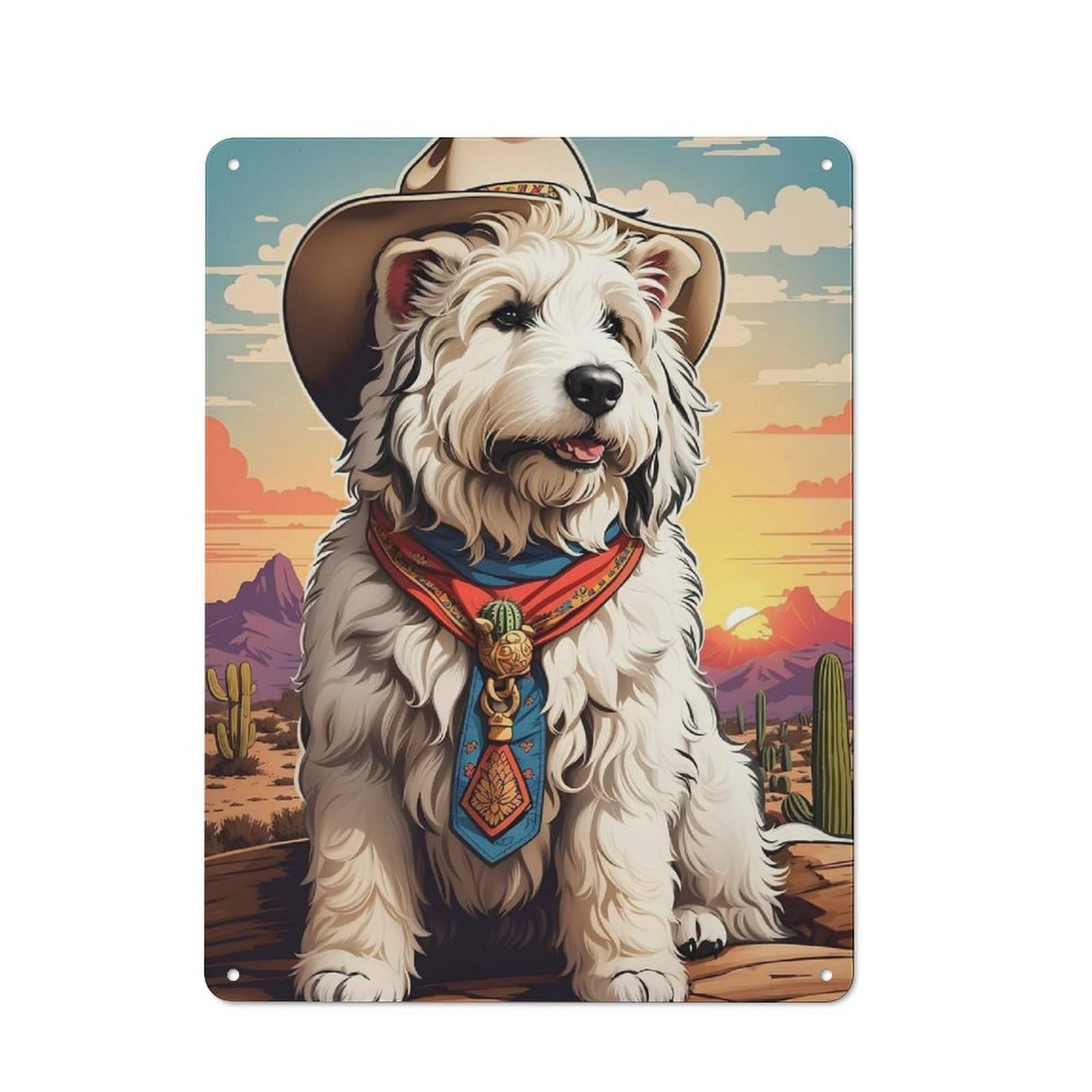 Junmoney English Sheepdog Cowboy Retro Metal Sign 40X30cm For Kitchen Or Home Bar, For Kitchen, Dining Room And Home Bar Wall Decor