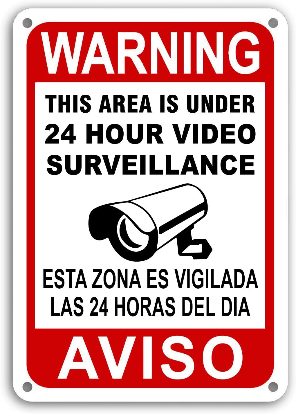 Video Surveillance Signs 24 Hour Security Camera cctv Signs English Spanish AVISO Yard Sign Rust Free Outdoor Waterproof Fade Resistant UV Protective Ink