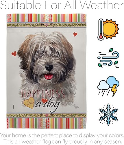 Miniatura 6 de Breeze Decor - Juego de bandera tibetana para jardín, diseño de terrier y felicidad, diseño de perro y perrito con pata canina, piel canina,