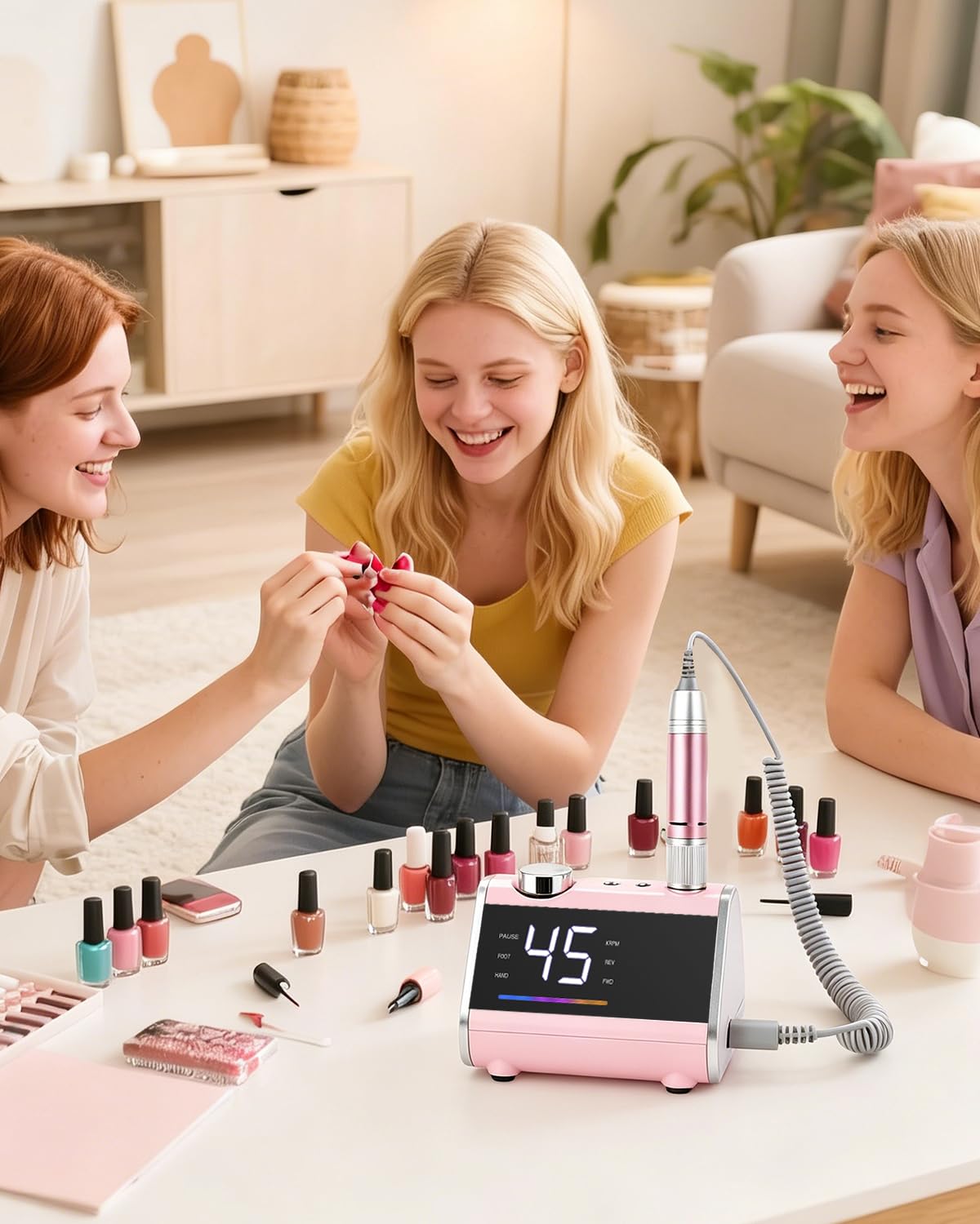 CozyZen Taladro de Uñas Eléctrico Profesional | 45000 RPM, Lijadora con Pantalla LCD, Control Manual y de Pie, Bajo Ruido para Uñas Acrílico/Gel, Manicura y Pedicura