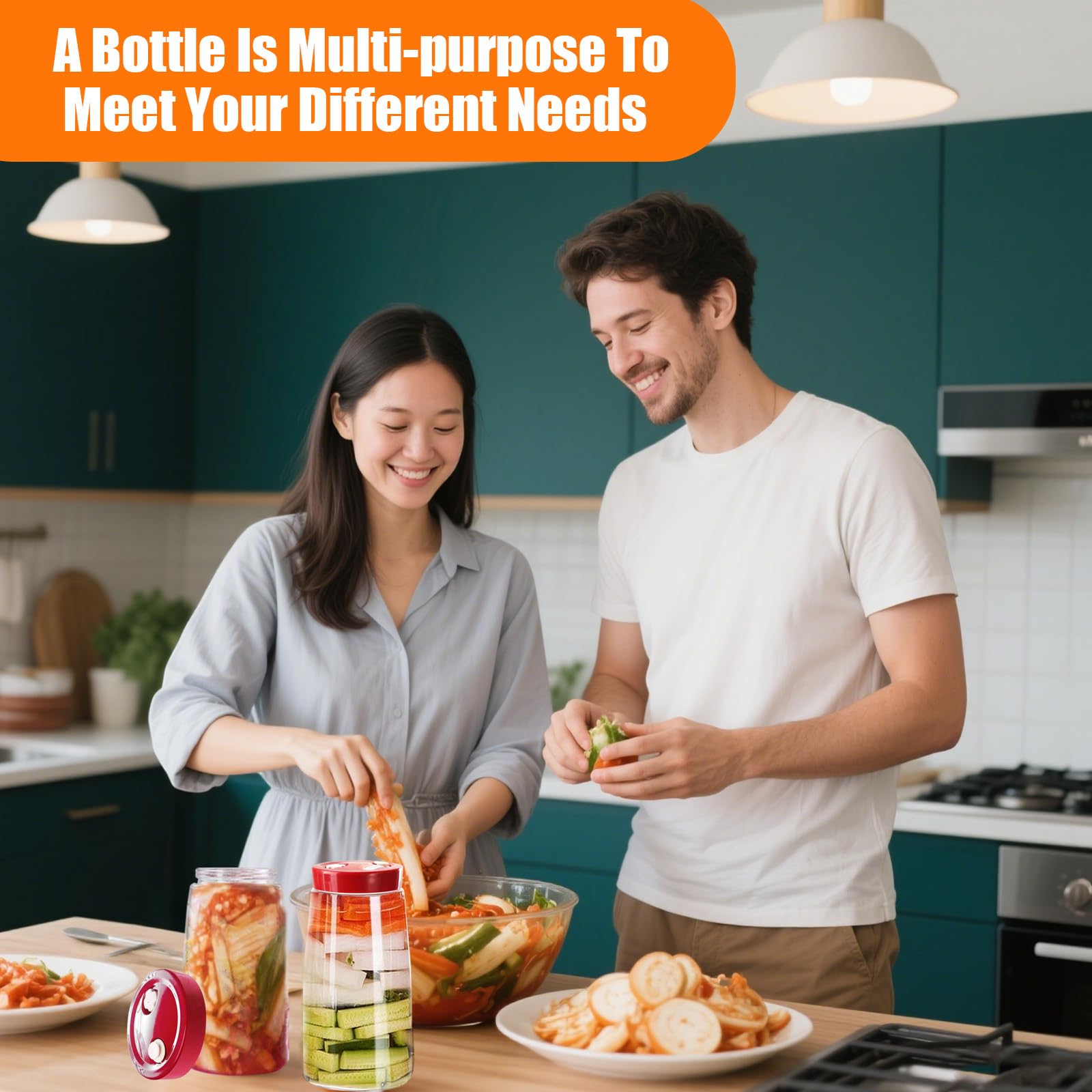 fermentatiepotten 2-pack 2L Kimchi-container, fermentatiepot met
