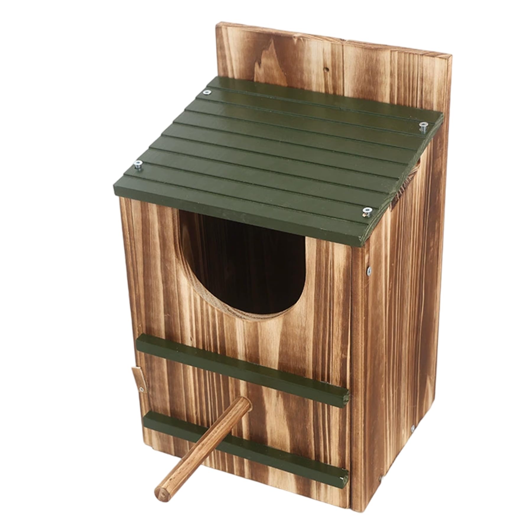 Casa de búhos, Casas de pájaros de Madera para Exteriores, Caja Nido de búhos con Poste de pie, Requiere fácil Montaje, Casas de pájaros para Exteriores, casa