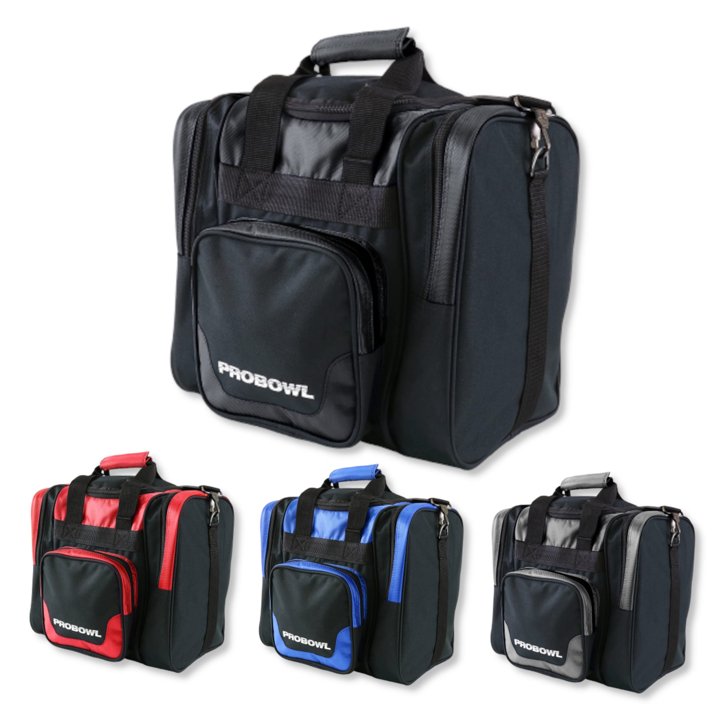 Sac Bowlingball,Pro Bowl Single Tote,Sac de bowling 1 balle avec compartiment à chaussures,Portable avec compartiments pour accessoires,Sac de bowling léger avec bandoulière,Noir/noir