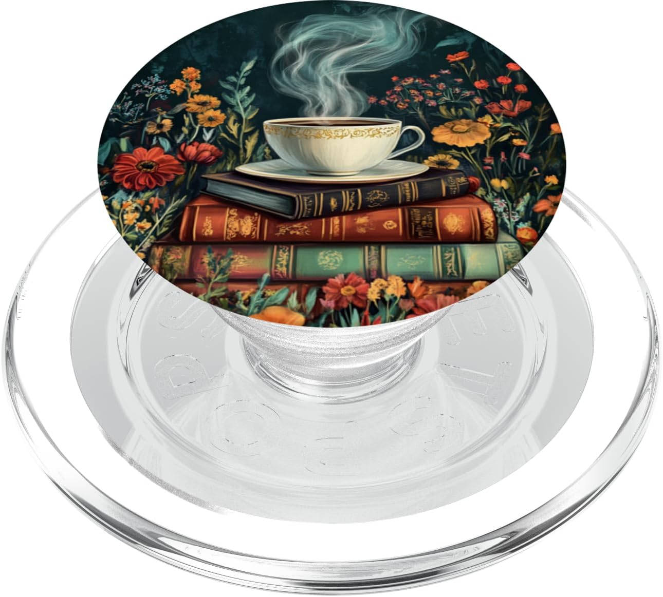 Books And Coffee Lover Flower Reading Book Lover Bookish PopSockets PopWallet for MagSafe