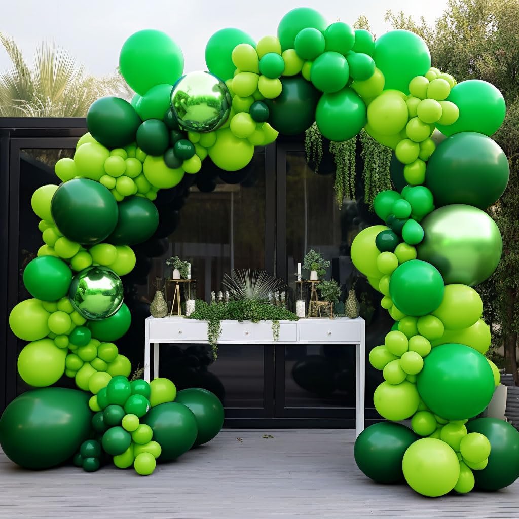 Green Balloon Garland Double Stuffed Dusty Green Balloon Dark Green Emerald Green Balloon Arch Kit For Dinosaur Jungle St. Patrick's Day Forest Themed Birthday Party Decoration