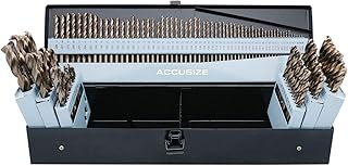 Accusize Industrial Tools M35-H.S.S. Plus 5% Cobalt 115 Pc Professional Drill Bit Set, 135 Deg Split Point, 3-in-1, 1/16-1/2'', Number 1 to 60, A to Z