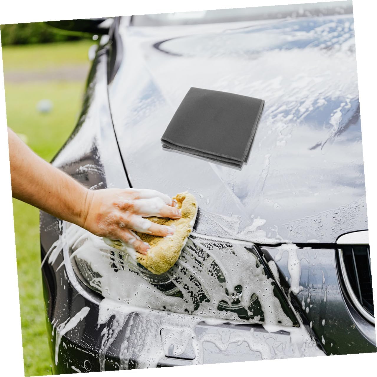 2pcs Thickened Double-Sided Gray Microfiber Car Towels 30x30cm Ultra Absorbent Cleaning Cloths for Car Detailing Interior and Exterior Washing