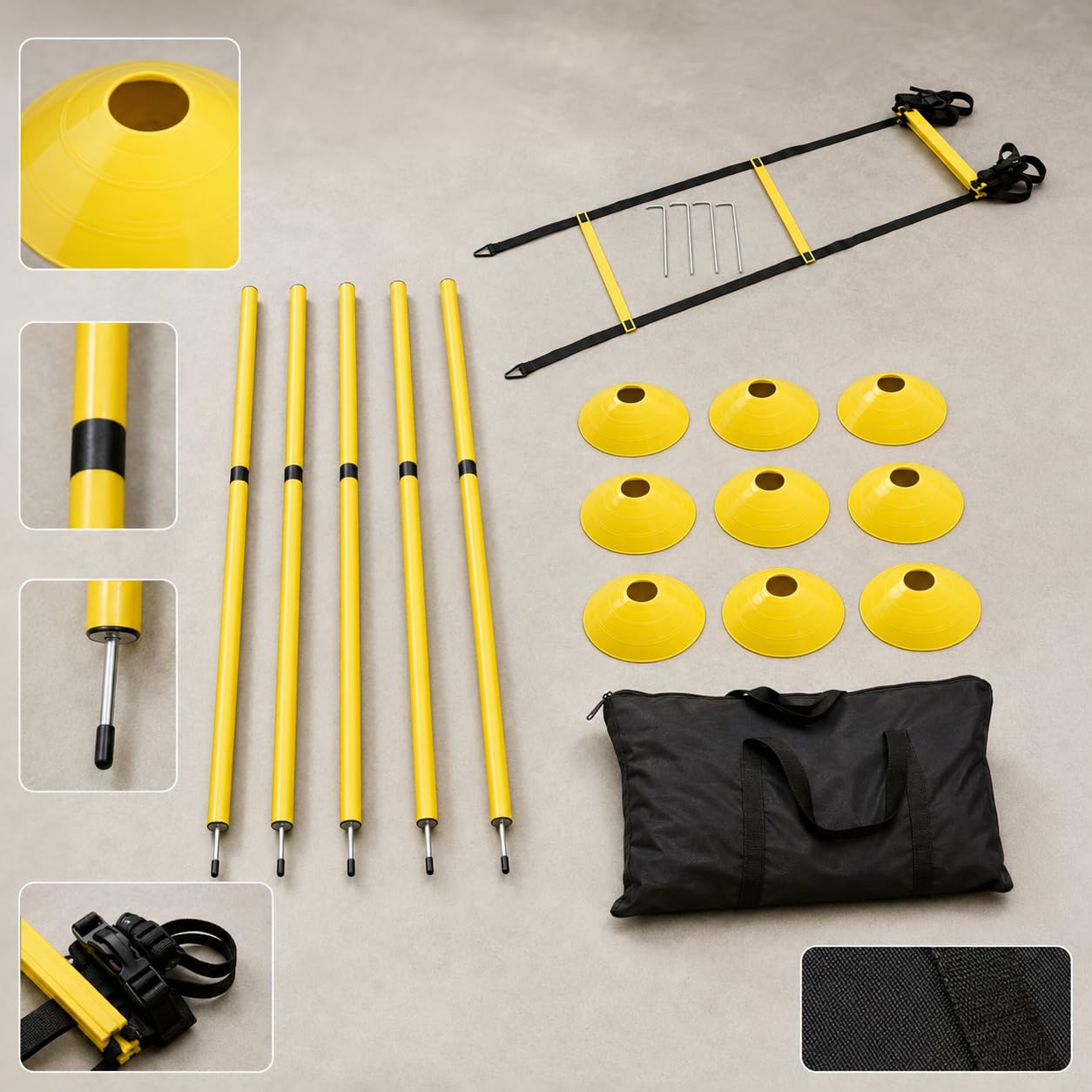 Kit Allenamento Agilità Calcio Scaletta, Set di allenamento giallo