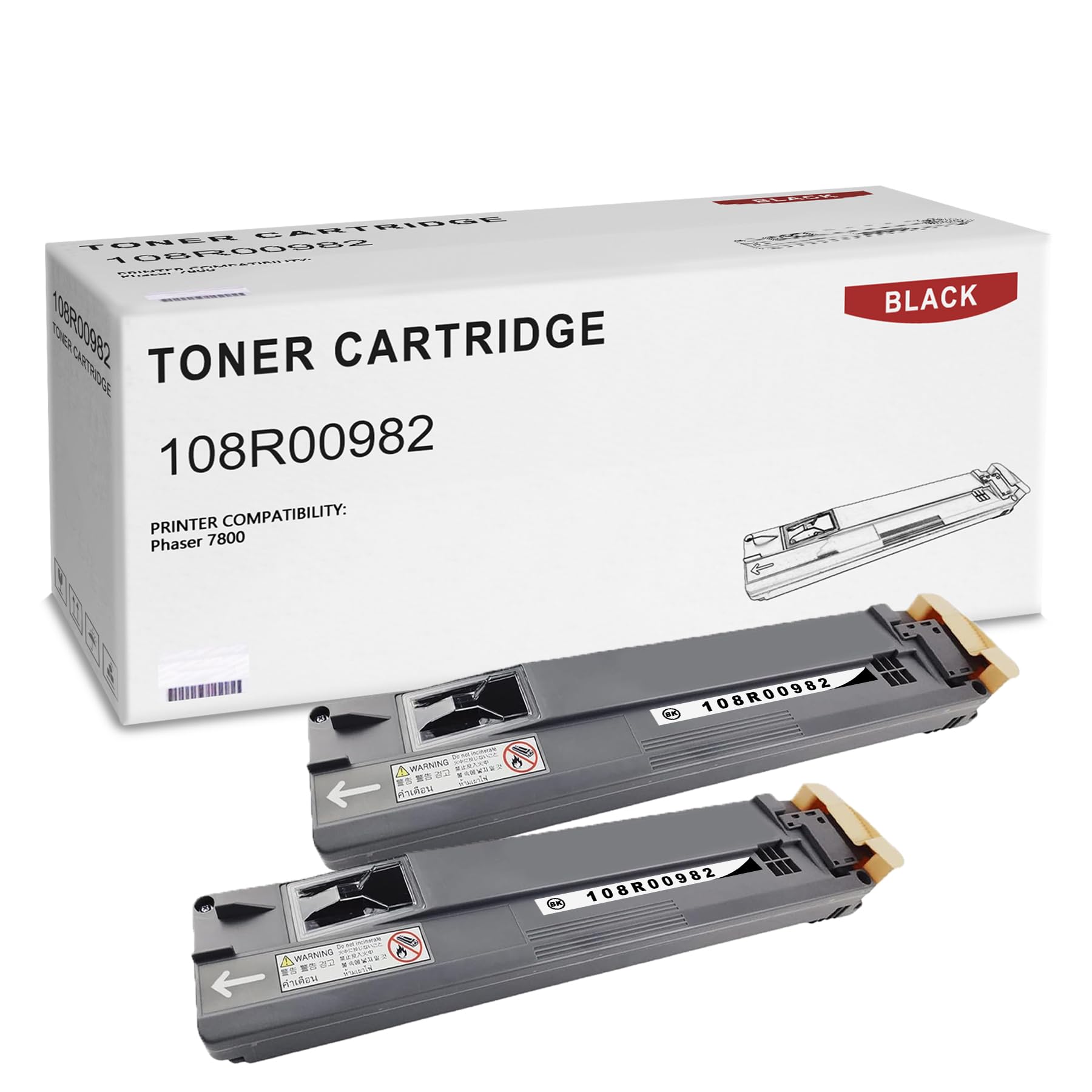 2-Pack Black 108R00982 High Yield Waste Toner Compatible for Xerox 108R00982 Phaser 7800 Printer (Pages up to 25,000 Page )