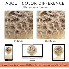 TISHINING Short Blonde Curly Wigs for White Women Layered Ombre Blonde Pixie Cut Wig with Bangs Natural Looking Synthetic Full Wigs for Daily Party