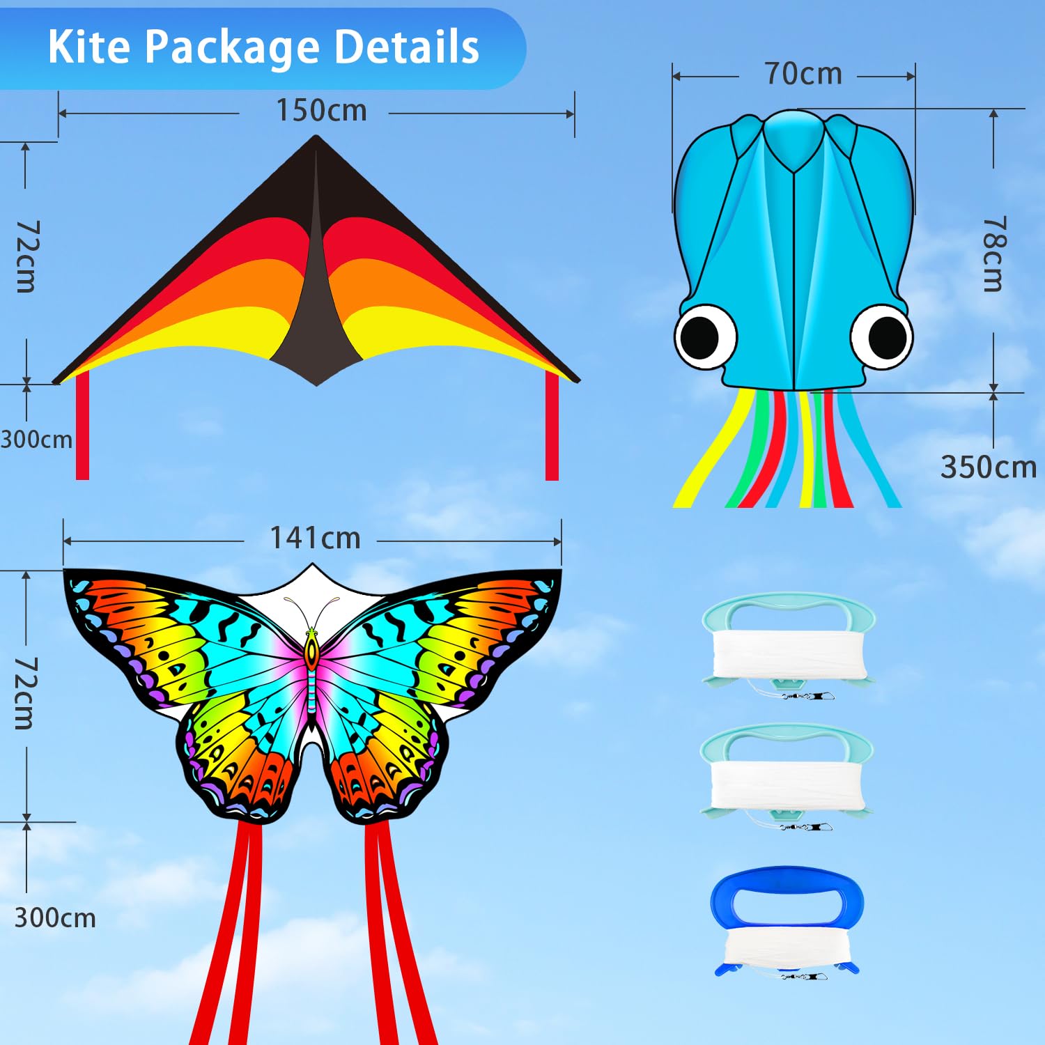 Trwałe latawce plażowe Delta Butterfly Octopus dla dorosłych i dzieci, łatwe latawce dla dzieci w wieku 8-12 lat, kolorowy aerodynamiczny design, lekkie i nieplączące się do aktywności na