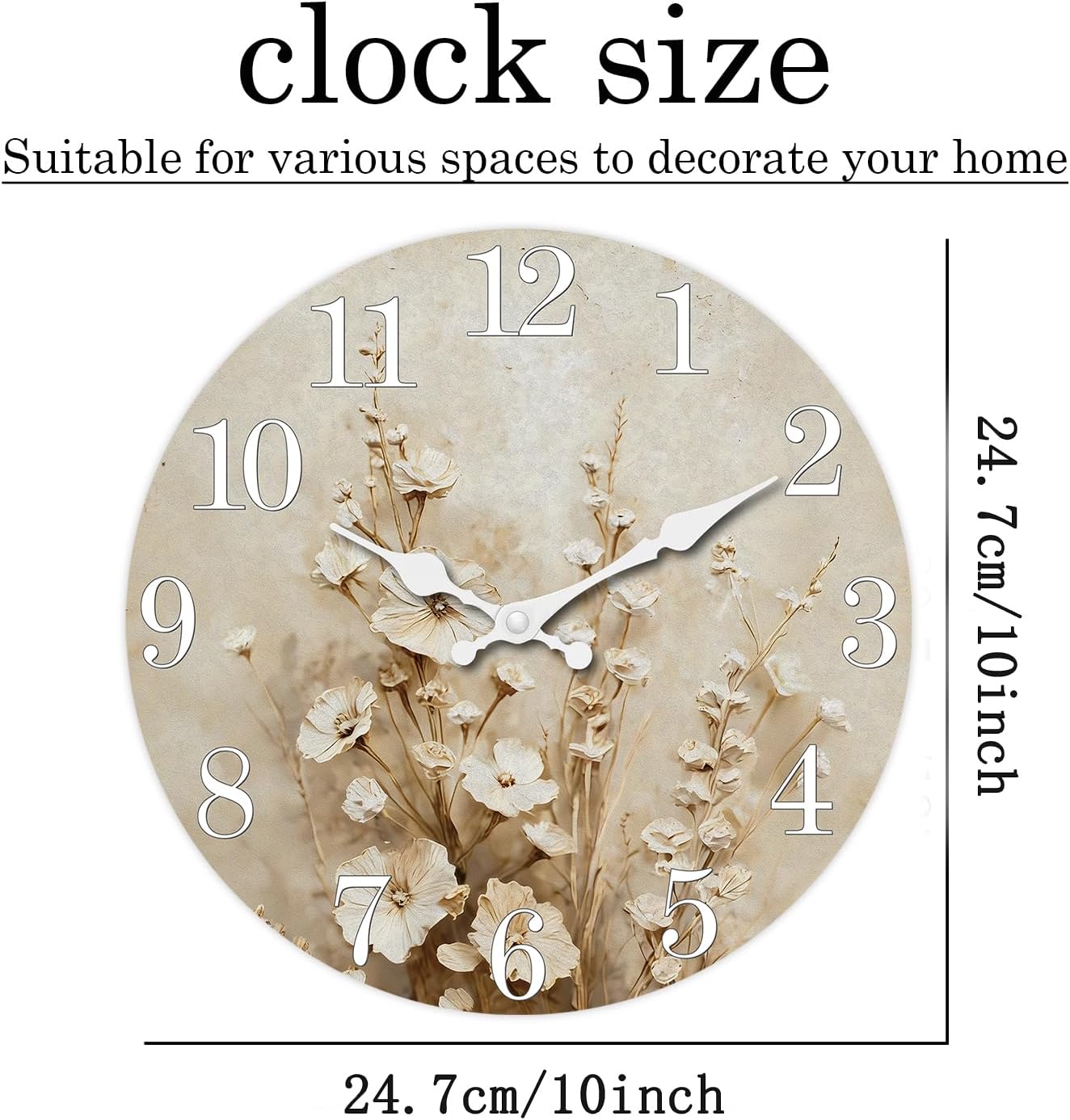 XNM Small Farmhouse Wooden Wall Clocks Battery Operated 10 Inch