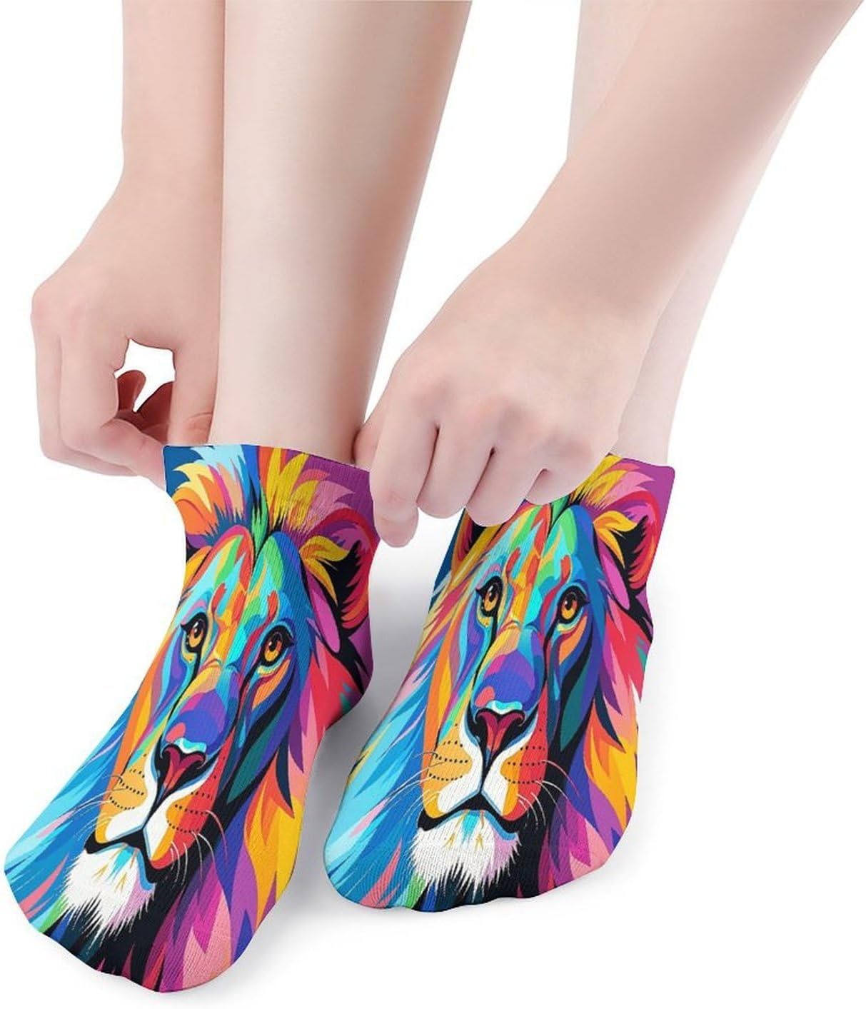 Colorful Lion Ankle Sock-Low Cut Breathable,Basketball Socks for Men Women,Tube Socks for Work Sports