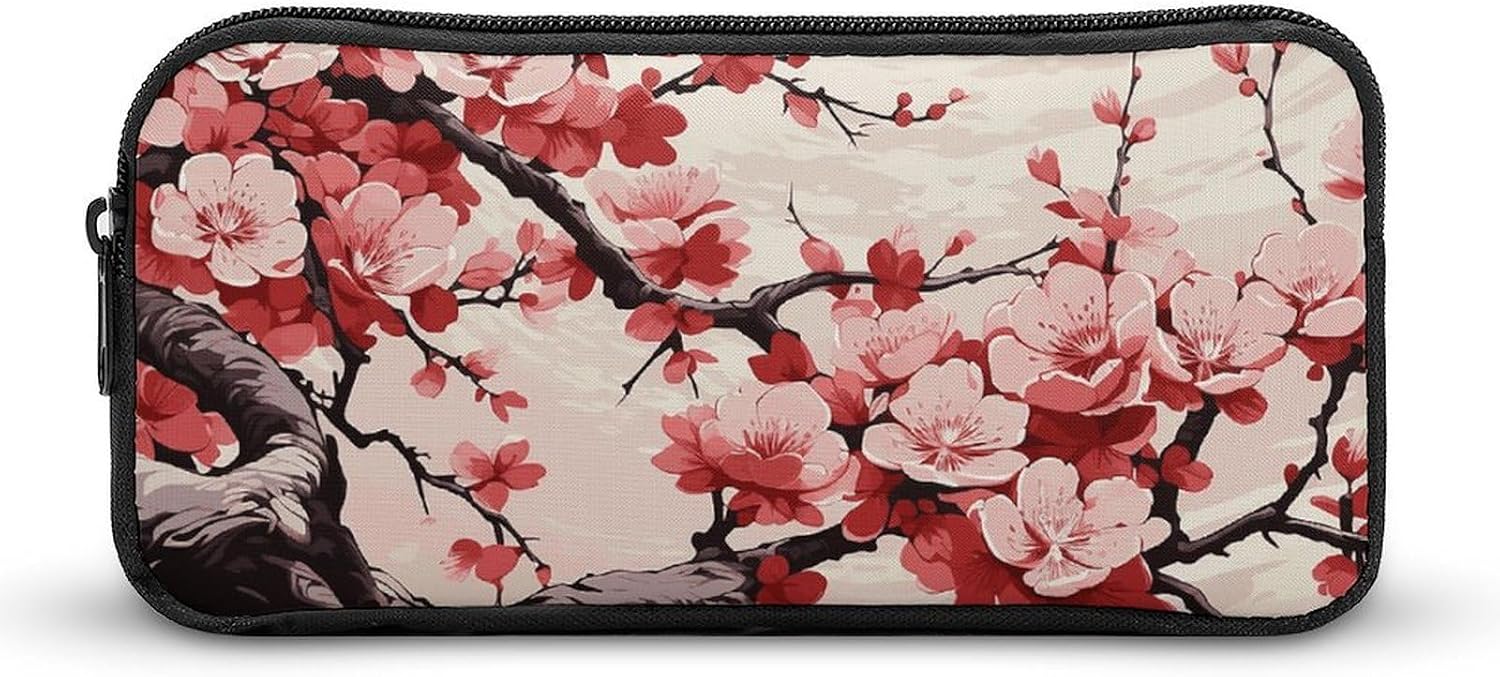 Japanese Florals Cherry Pencil Case Large Capacity Pencil Pouch