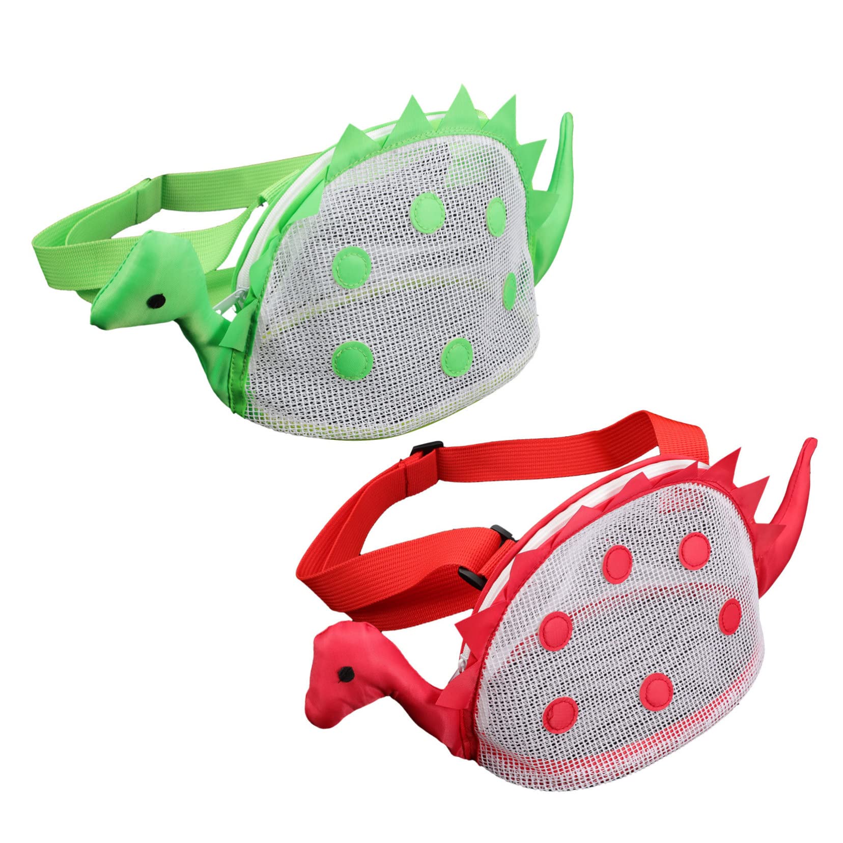 NOLITOY Cartoon Dinosaur Mesh Beach Bag Set Kids Shell Bags Toys Pouch Lightweight Easy to Clean Beach Accessory