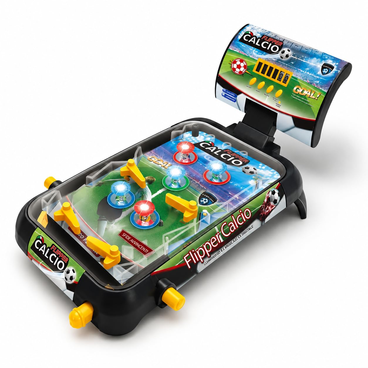 Flipper Elettronico con Effetti Luminosi e Sonori Flipper Elettronico Luci e Suoni Display Digitale Punteggio Automatico Flippers 4 Pale Soccer Footbal Bambini con Musica Pinball Gioco Arcade