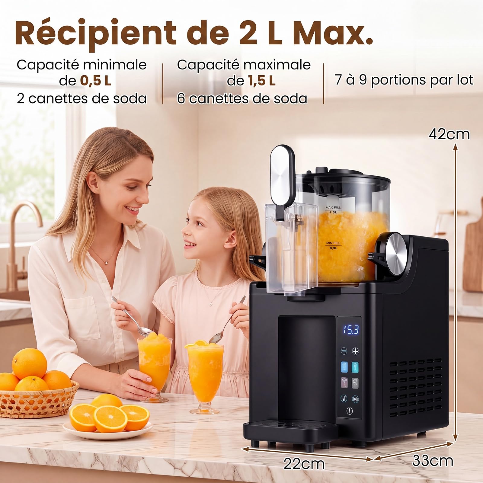 COSTWAY Machine à Granita Électrique 1,5 L, pour Restaurant, Bar