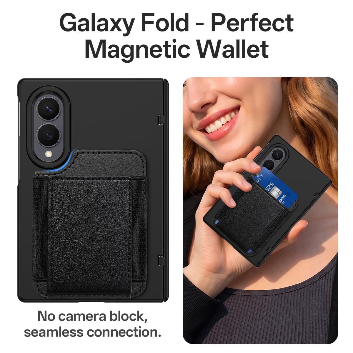 Custodia a portafoglio magnetica progettata per Samsung Galaxy Z Fold 8, porta carte staccabile, tasca in pelle, protezione per lo schermo, protezione per cerniera, custodia protettiva completa