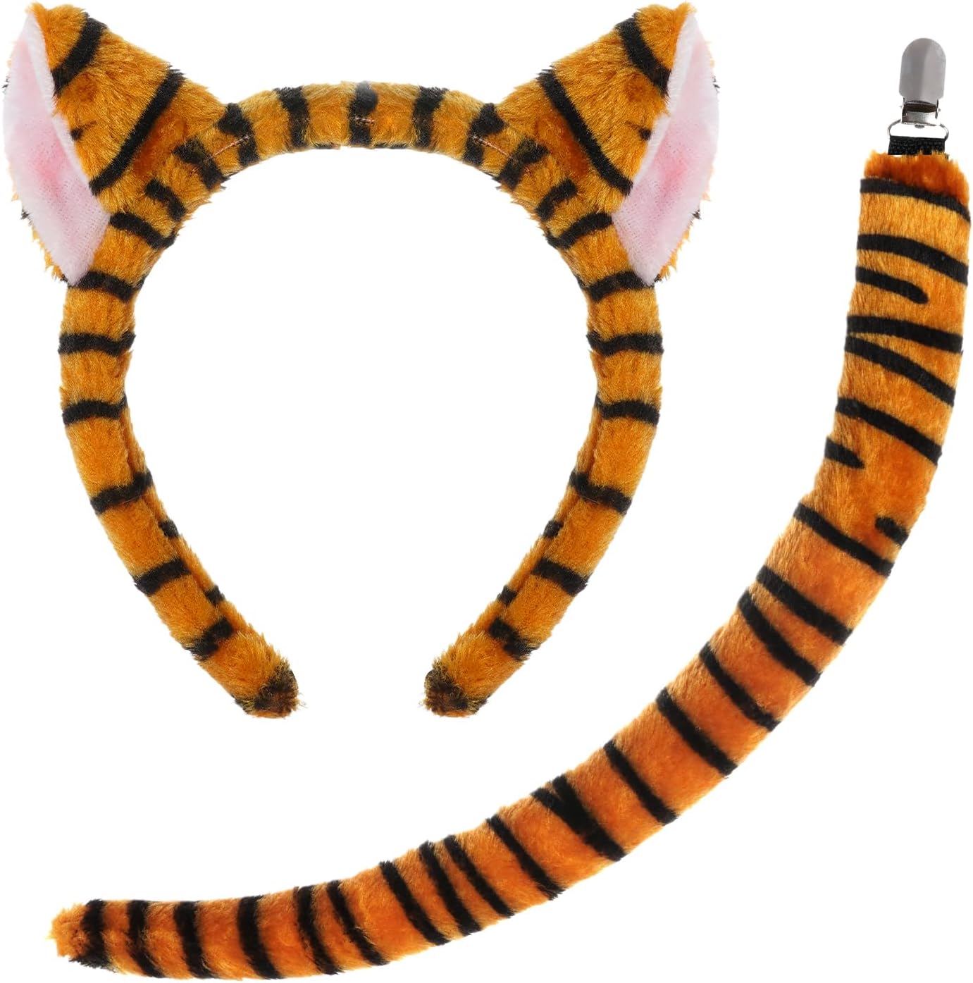 Fancy Tiger Costume Accessories, Cute Tiger Ears Headband and Tail for Halloween Animal Dress Up