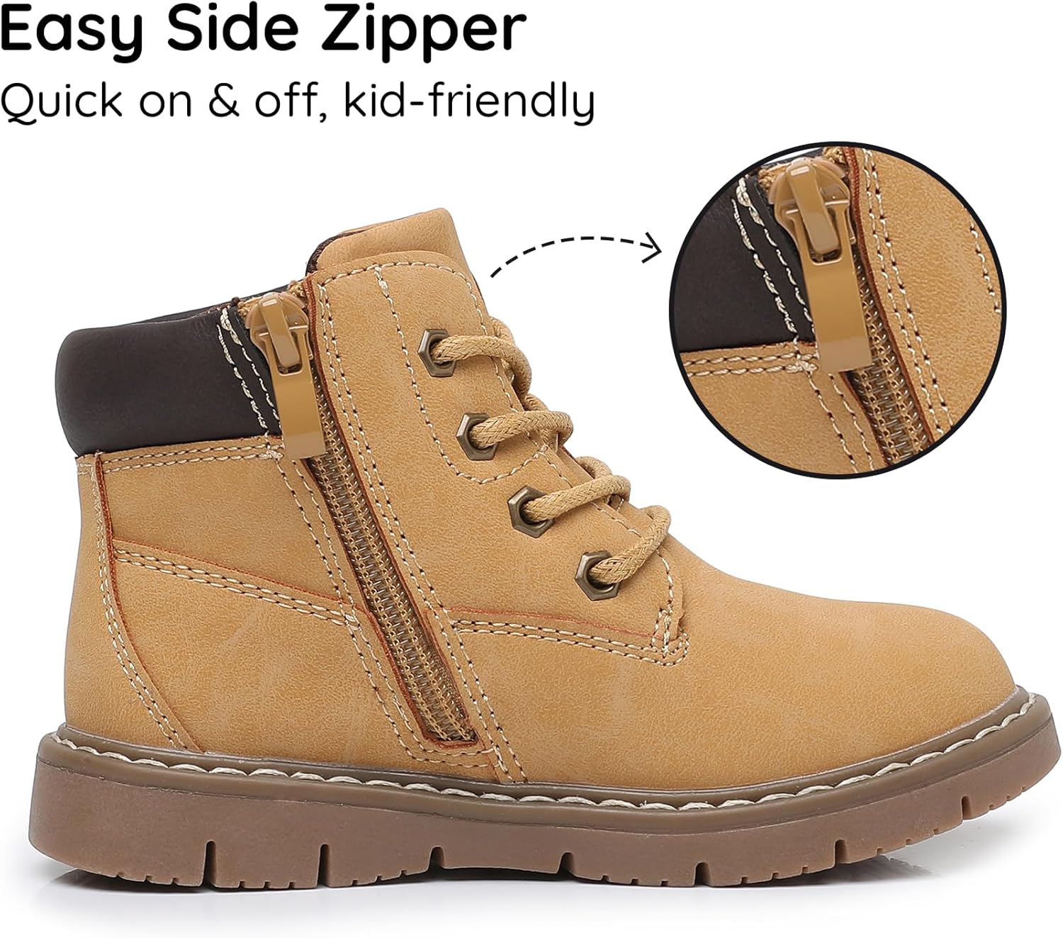 Apakowa Toddler Little Boys Water Resistant Ankle Work Boots (Toddler/Little Kid)