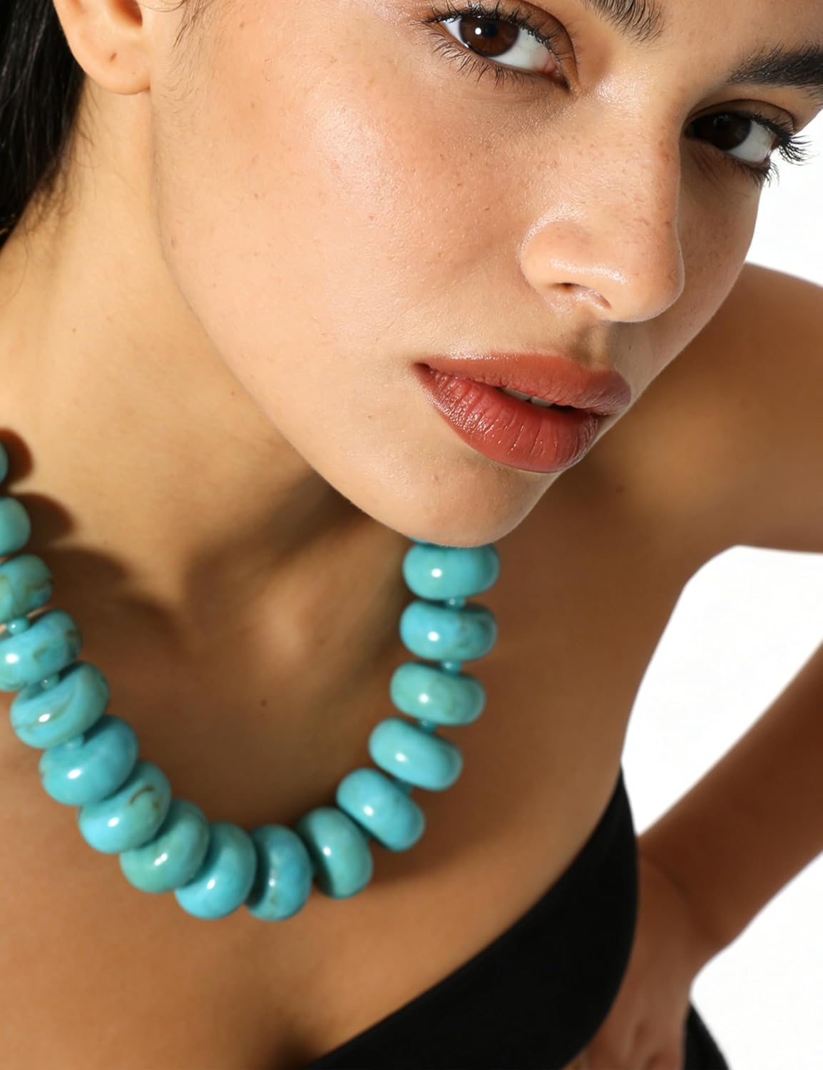 Chunky Bead Necklace for Women,Stone & Oversized Beaded Necklaces,Bold Statement Chain,Large Beads Necklace, Fashion Jewelry for Spring Summer Gifts